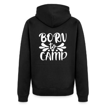Born for camping Holidays - Unisex Premium Organic Zip Hoodie - black - Back - Nico (187cm)