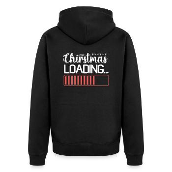 Weihnachten Loding Norweger Muster - Unisex Premium Bio Zip Hoodie - Schwarz - Hinten - Nico (187cm)