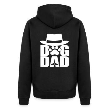 Hund Papa - Unisex Premium Bio Zip Hoodie - Schwarz - Hinten - Nico (187cm)
