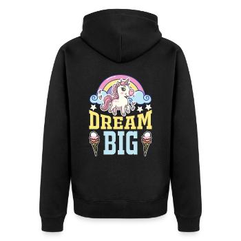 Einhorn Dream Big UNICORN - Unisex Premium Organic Zip Hoodie - black - Back - Nico (187cm)