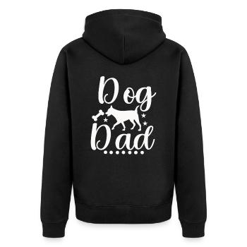 Hunde-Papa - Unisex Premium Bio Zip Hoodie - Schwarz - Hinten - Nico (187cm)