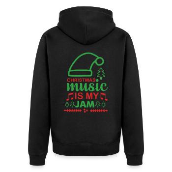 Weihnachtsmusik ist meine Marmelade - Unisex Premium Bio Zip Hoodie - Schwarz - Hinten - Nico (187cm)