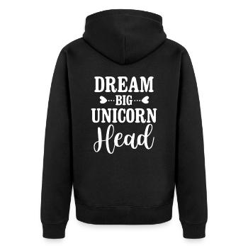 Dream Big Einhorn Unicorn - Unisex Premium Organic Zip Hoodie - black - Back - Nico (187cm)
