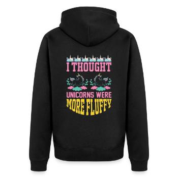 I thought unicorns were fluffy unicorn - Unisex Premium Organic Zip Hoodie - black - Back - Nico (187cm)