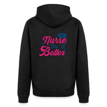 KRANKENSCHWESTER NURSE DO IT BETTER - Unisex Premium Organic Zip Hoodie - black - Back - Nico (187cm)