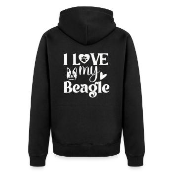Ich liebe meinen Beagle - Unisex Premium Bio Zip Hoodie - Schwarz - Hinten - Nico (187cm)