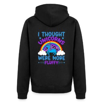 Unicorn I thought unicorns were - Unisex Premium Organic Zip Hoodie - black - Back - Nico (187cm)