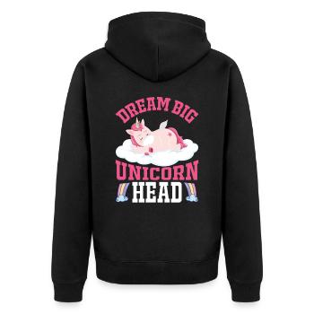 Dreams big little unicorn unicorn - Unisex Premium Organic Zip Hoodie - black - Back - Nico (187cm)