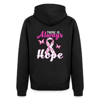 Immer Hoffnung - Unisex Premium Bio Zip Hoodie - Schwarz - Hinten - Nico (187cm)