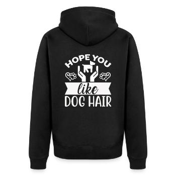 Hoffe du magst Hundehaar - Unisex Premium Bio Zip Hoodie - Schwarz - Hinten - Nico (187cm)