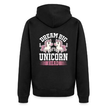 Dreams big little unicorn unicorn - Unisex Premium Organic Zip Hoodie - black - Back - Nico (187cm)