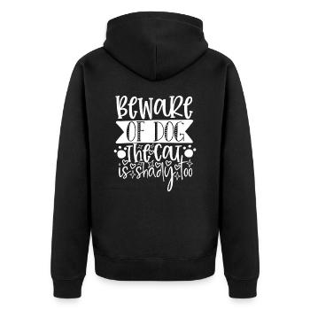 Beware of the dog Children are also shady - Unisex Premium Organic Zip Hoodie - black - Back - Nico (187cm)