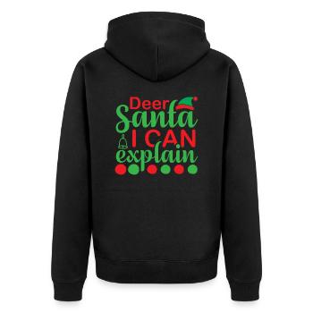 Lieber Weihnachtsmann ich kann es erklären - Unisex Premium Bio Zip Hoodie - Schwarz - Hinten - Nico (187cm)