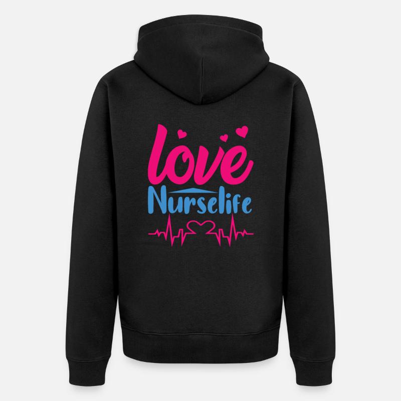 KRANKENSCHWESTER Amour Infirmière Vie - Veste à capuche bio Premium Unisexe - noir