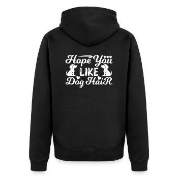 Hoffe du magst Hundehaar - Unisex Premium Bio Zip Hoodie - Schwarz - Hinten - Nico (187cm)