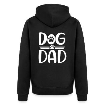 Hunde-Papa - Unisex Premium Bio Zip Hoodie - Schwarz - Hinten - Nico (187cm)