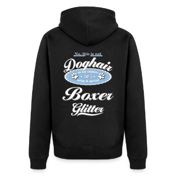 Hundeglitzer Boxer - Unisex Premium Bio Zip Hoodie - Schwarz - Hinten - Nico (187cm)