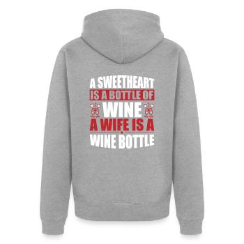 Une chérie, une bouteille de vin - Veste à capuche bio Premium Unisexe - gris chiné - Dos - Nico (187cm)