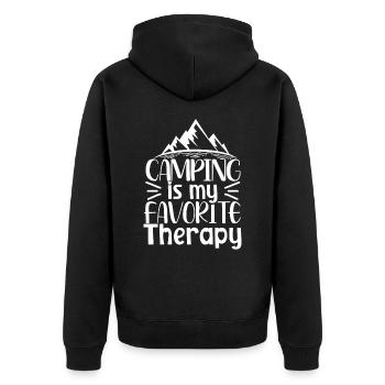 Camping is my favorite therapy Hiking - Unisex Premium Organic Zip Hoodie - black - Back - Nico (187cm)