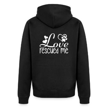 Love saved me dogs - Unisex Premium Organic Zip Hoodie - black - Back - Nico (187cm)