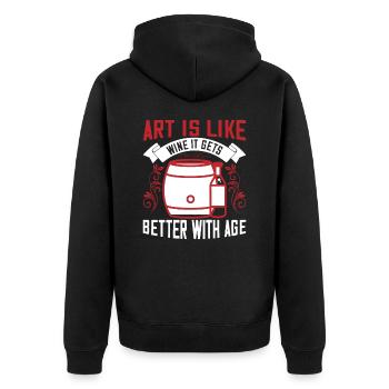 Kunst ist wie Wein - Unisex Premium Bio Zip Hoodie - Schwarz - Hinten - Nico (187cm)