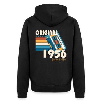 Septembre Né 1956 Cadeau du 66e anniversaire - Veste à capuche bio Premium Unisexe - noir - Dos - Nico (187cm)