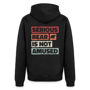 Serious bear is not amused. Coffee Bear Retro Look - Unisex Premium Organic Zip Hoodie - black - Back - Nico (187cm)