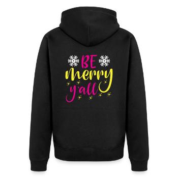 Seid fröhlich, ihr alle Ugly Christmas Sweater - Unisex Premium Bio Zip Hoodie - Schwarz - Hinten - Nico (187cm)