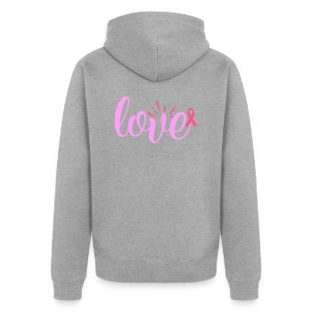 Amour - Veste à capuche bio Premium Unisexe - gris chiné - Dos - Nico (187cm)