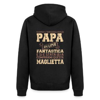 Vater einer fantastischen Tochter Familie - Unisex Premium Bio Zip Hoodie - Schwarz - Hinten - Nico (187cm)