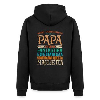 Papa di una figlia fantastica Familie - Unisex Premium Bio Zip Hoodie - Schwarz - Hinten - Nico (187cm)