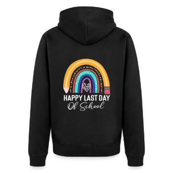 Happy Last Day Of School - Unisex Premium Bio Zip Hoodie - Schwarz - Hinten - Nico (187cm)