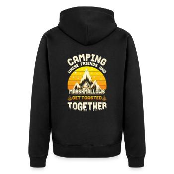 Camper Freunde Natur Outdoor Berge - Unisex Premium Bio Zip Hoodie - Schwarz - Hinten - Nico (187cm)