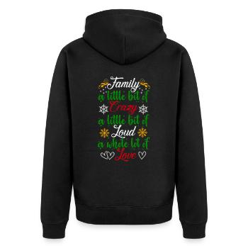 Familie ein bisschen verrückt Ugly Christmas - Unisex Premium Bio Zip Hoodie - Schwarz - Hinten - Nico (187cm)