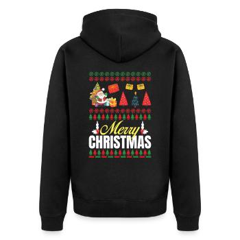 Lustiges Fröhliche Weihnachten Christmas Design - Unisex Premium Bio Zip Hoodie - Schwarz - Hinten - Nico (187cm)
