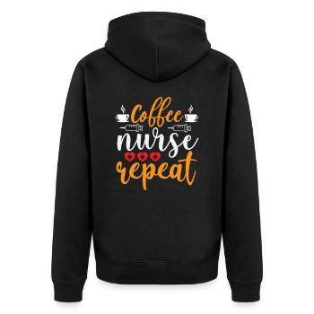 Infirmière de café Répéter - Veste à capuche bio Premium Unisexe - noir - Dos - Nico (187cm)