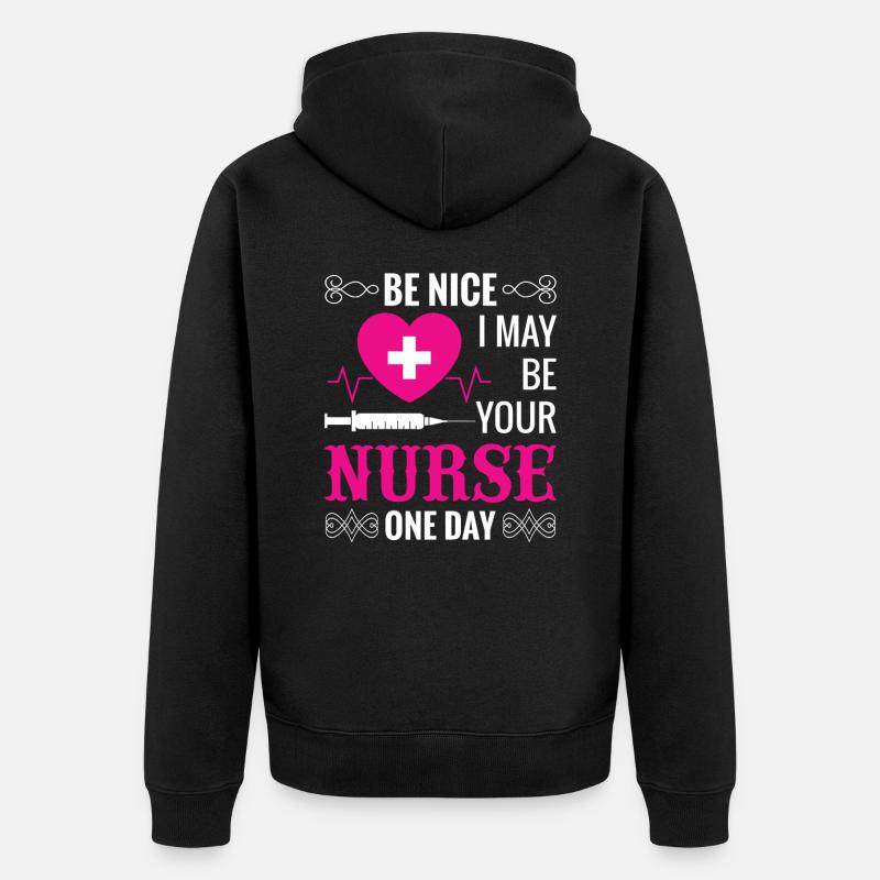 Soyez gentil avec l’infirmière - Veste à capuche bio Premium Unisexe - noir