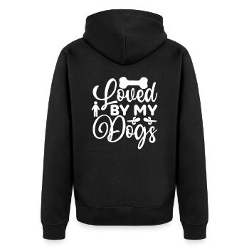 Geliebt von meinen Hunden - Unisex Premium Bio Zip Hoodie - Schwarz - Hinten - Nico (187cm)