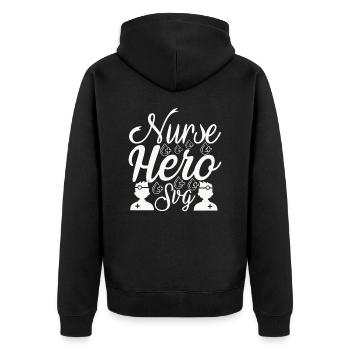 Nurse Held - Unisex Premium Organic Zip Hoodie - black - Back - Nico (187cm)