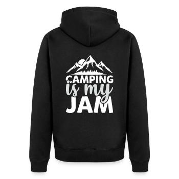 Wandern Natur Outdoor Berge - Unisex Premium Bio Zip Hoodie - Schwarz - Hinten - Nico (187cm)
