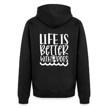 Life is better with dogs - Unisex Premium Organic Zip Hoodie - black - Back - Nico (187cm)