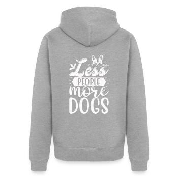 Weniger Menschen mehr Hunde - Unisex Premium Bio Zip Hoodie - Grau meliert - Hinten - Nico (187cm)