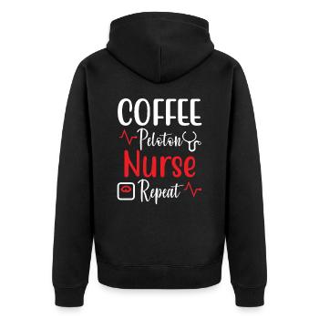 Répétition de l’infirmière du peloton de café - Veste à capuche bio Premium Unisexe - noir - Dos - Nico (187cm)