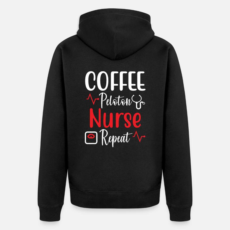 Kaffee Peloton Krankenschwester Repeat - Unisex Premium Bio Zip Hoodie - Schwarz