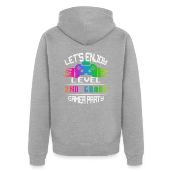 Level 2ND GRADE keep calm and game on - Unisex Premium Organic Zip Hoodie - heather grey - Back - Nico (187cm)