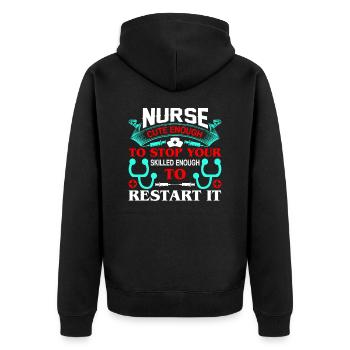 Krankenschwester - Unisex Premium Bio Zip Hoodie - Schwarz - Hinten - Nico (187cm)