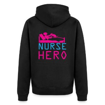 KRANKENSCHWESTER Nurse Hero - Unisex Premium Organic Zip Hoodie - black - Back - Nico (187cm)