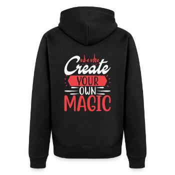 Erschaffe deine eigene Magie Unicorn - Unisex Premium Bio Zip Hoodie - Schwarz - Hinten - Nico (187cm)