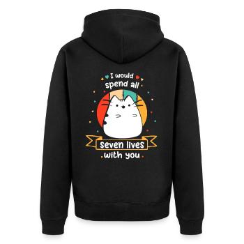 Chat Drôles de chats disant Chaton Comic Gueule de bois - Veste à capuche bio Premium Unisexe - noir - Dos - Nico (187cm)