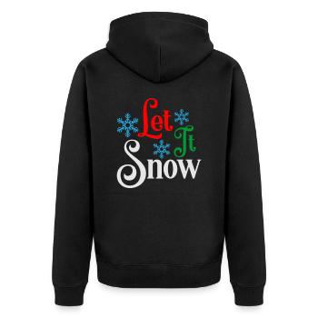 Lass es schneien Ugly Christmas Sweater - Unisex Premium Bio Zip Hoodie - Schwarz - Hinten - Nico (187cm)
